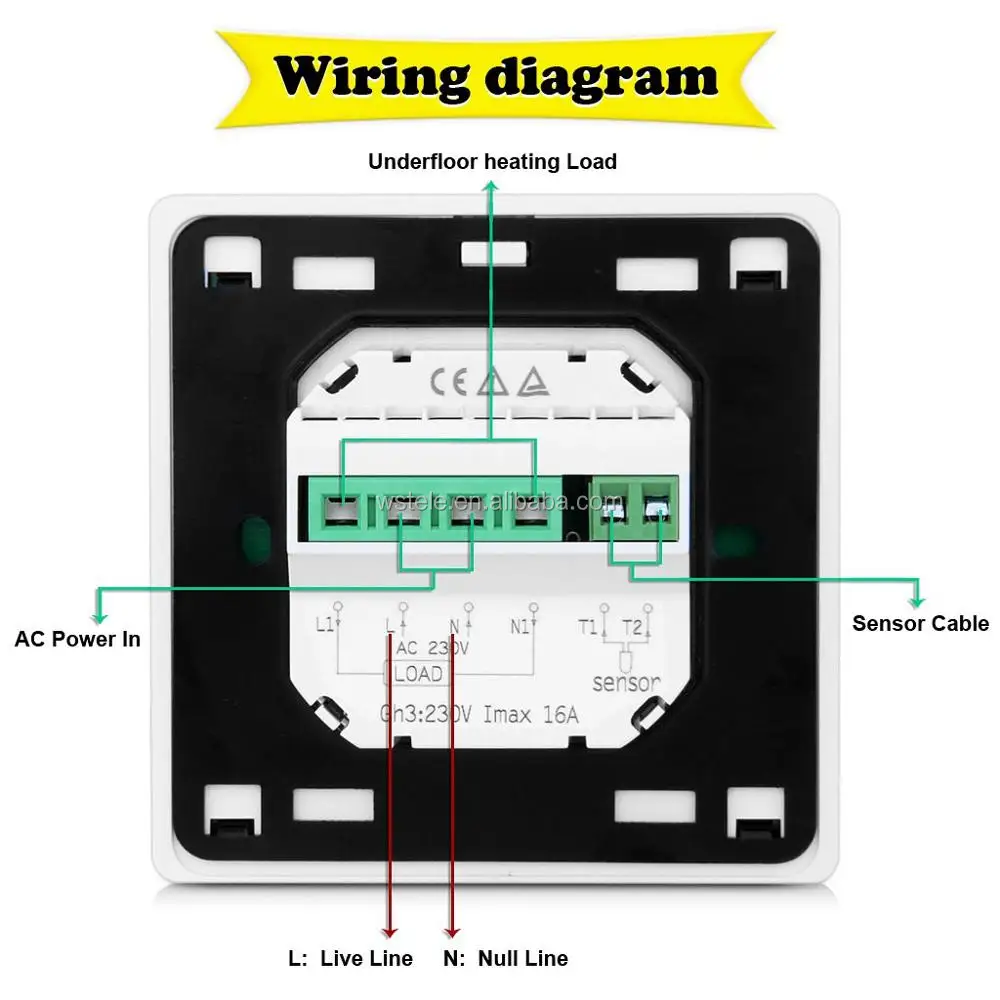 Wst-15 ЖК-цифровой Winston круглый экран Программируемый комнатный термостат