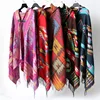 Hot sale 5 colors women warm cape shawl wraps acrylic winter button tribal aztec poncho