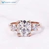 Tianyu Customized 14k/18k rose Gold ring 8*9 OMC cut moissanite Engagement Ring for lady