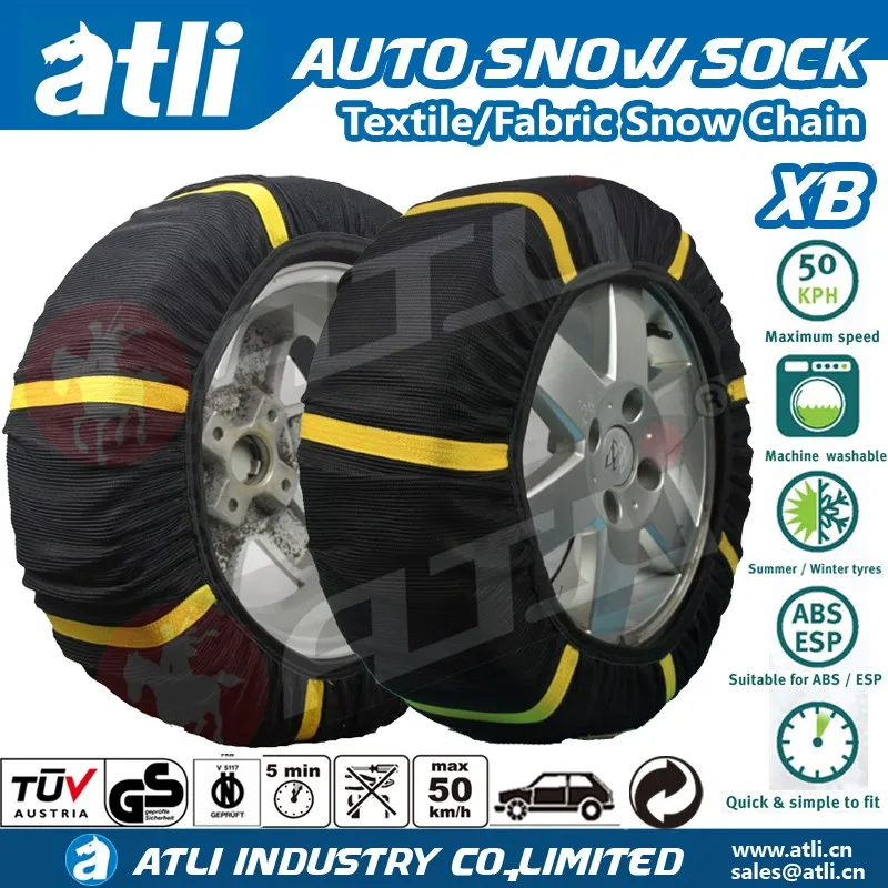 Atli 2pcs Antiskid Safety Ice Mud Tires Snow Chains Fabric Snow Chains