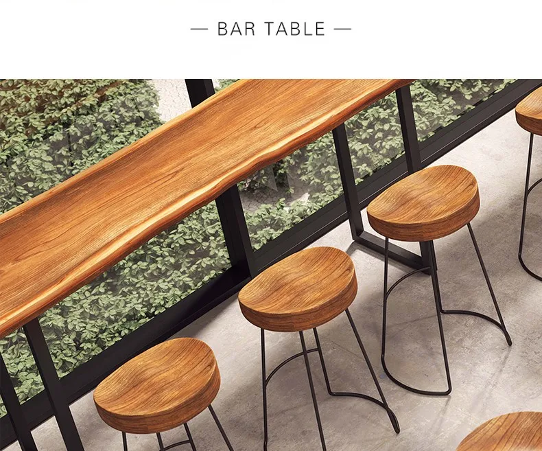 Fashion Style Epoxy Slab Wood Restaurant Vintage Bar Stool Industrial