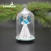 Decorative mini clear led light glass christmas dome with angel inside