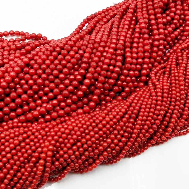 Red Sea Bamboo Coral Round Loose Beads 