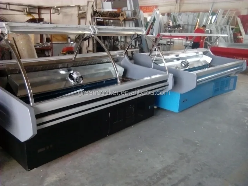 Lift up curved glass deli/fresh food commercial refrigerator