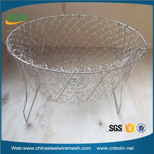 foldable stainless steel mesh basket