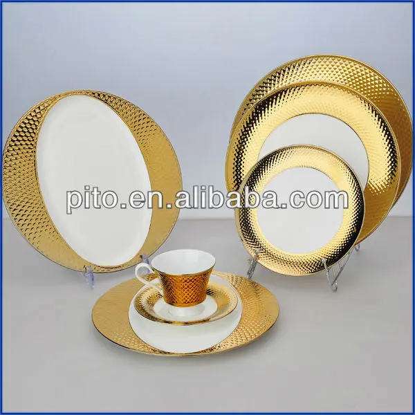 P&T porcelain factory Gold plated plates dishes high quality dishes