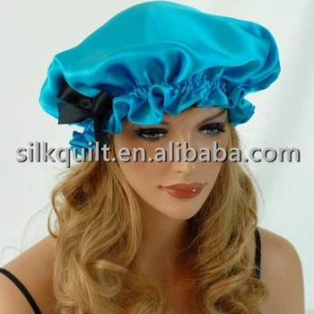19mm Silk Satin Sleep Night Cap Head Cover Bonnet With Bowknot For