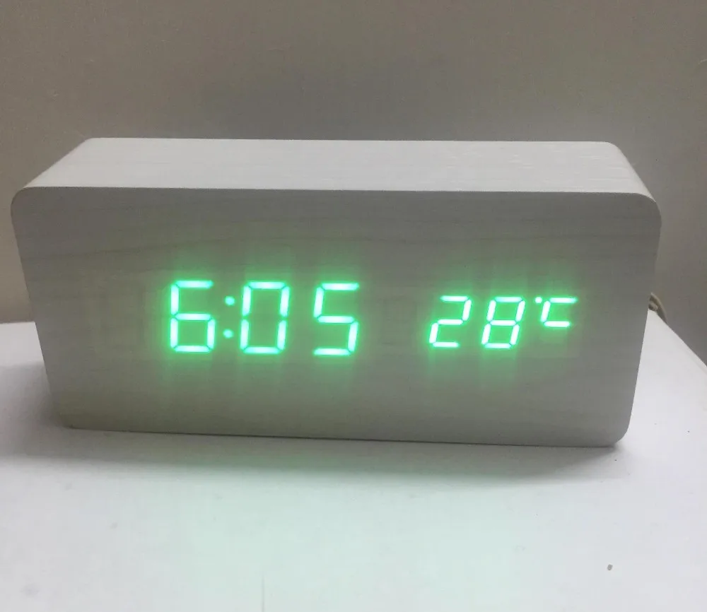 Green Led Digital Segments Display Wooden Mdf Desktop Alarm Clock Green Led Digital Segments Display Wooden Mdf Desktop Alarm Clock