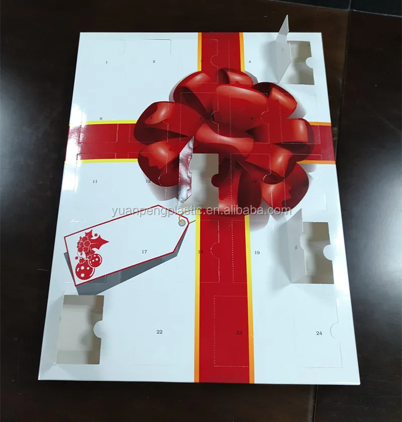 Custom Christmas Advent Calendar Packaging Box With Vacuum Formed