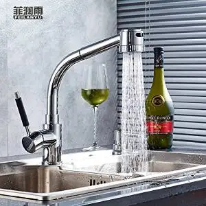Furesnts Modern home kitchen and bathroom faucet Kitchen faucet pull hot and cold water faucet sink can turn the telescopic Faucet,(Standard G 1/2 universal hose ports)