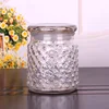 550ml clear candle jar lid embossed glass jar for tea light candle