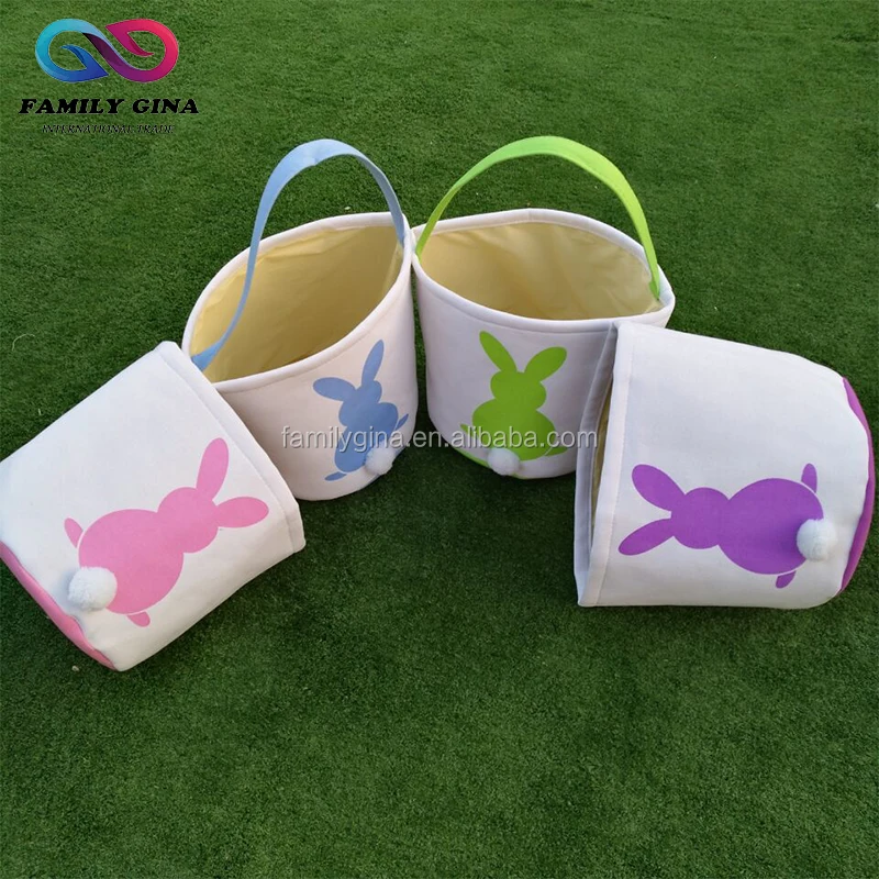 Wholesale Personalized Canvas Reversible Easter Basket In Polka Dot