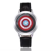 Personality Touch Screen Led Watches Cartoon Shield Trendy Leather Quartz Mens Wristwatch relojes LW194