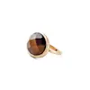 14k gold punk charm cutting face oval big tiger eye stone price ring