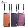 High quality design factory price genuine milled leather slim PU cell leather case with adjustable for iPhone X iPhone XS