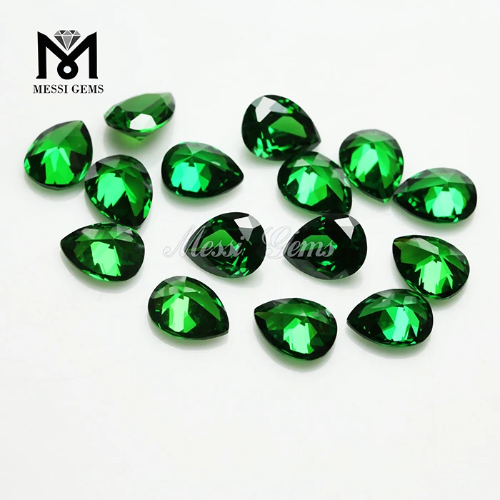 4 * 6 Green Pear Shape Loose Gems Artificial Cubic Zirconia