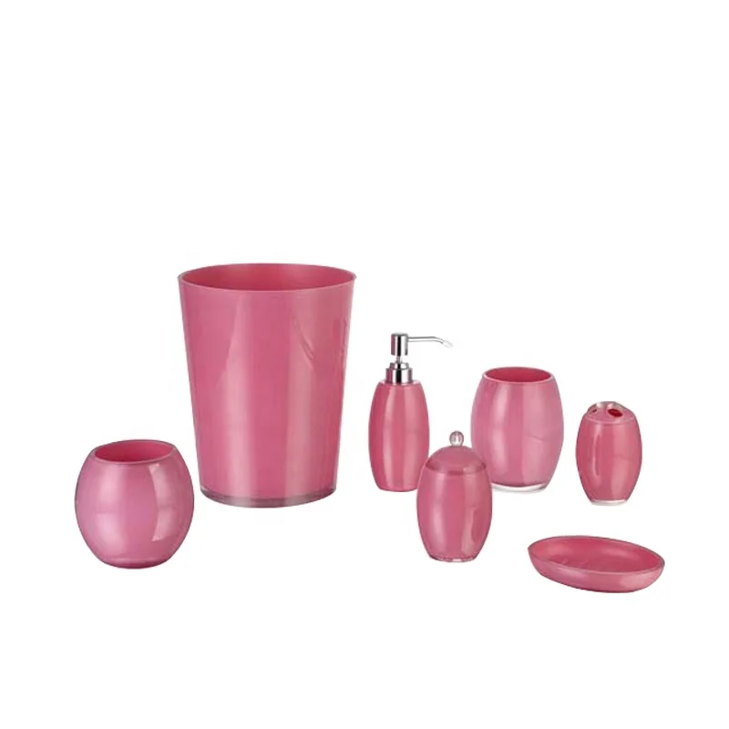 Hotel Home Transpa Resin Pink Bathroom Set 7 Piece Hotel Home Transpa Resin Pink