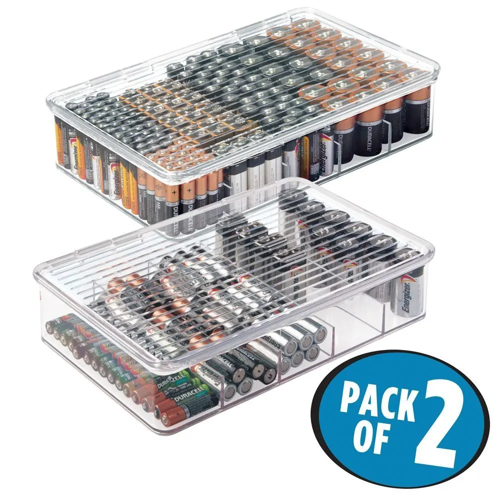 Buy mDesign Stackable Battery Storage Organizer Box, 5 Compartments