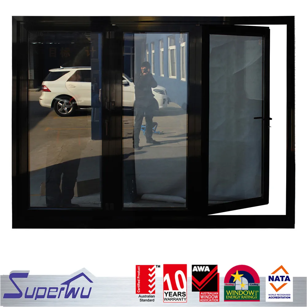 Aluminum glass bi folding doors patio double glazed accordion doors design