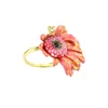 2019 new inventions French pastorale ring jewelry Tanzanite 18k gold plated enemalled pink daisy flower ring for wedding gifts