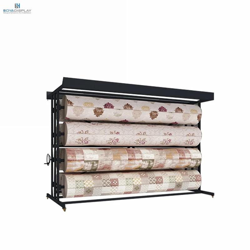 Metal Rolling Carpet Rug Sample Display Rack for Sale