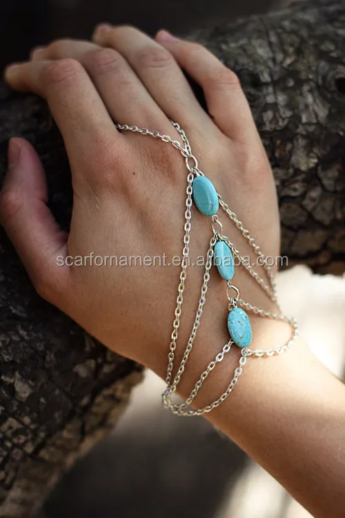 Antique Fshion Jewelry Silver Slave Bracelet Turquoise Charm Muti Slave Bracelet Turquoise Charm Muti
