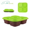2018 Top Rated Food Grade Wholesale Tiffin Box Silicone Foldable Eco-Friendly 4 Compartment Lunch Box