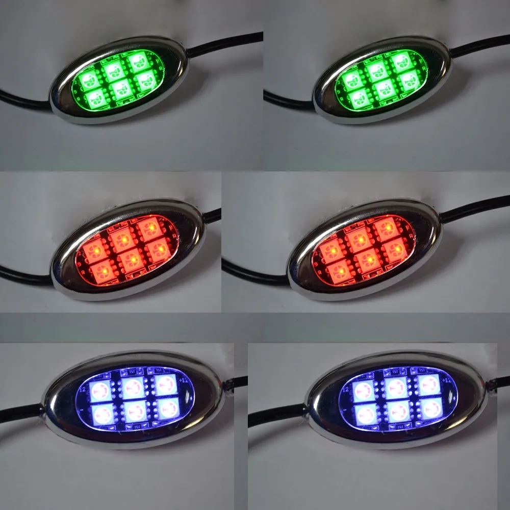 6pc MultiColor 5050 RGB SMD 36 Led Oval Pod Benelli Motorcycle Led Lighting Kit