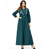 M-4XL Plus Size Long Sleeve Womens Clothing Dresses Maxi Middle Eastern Muslim Dark Green Embroidered Ethnic Style Dress Y7273