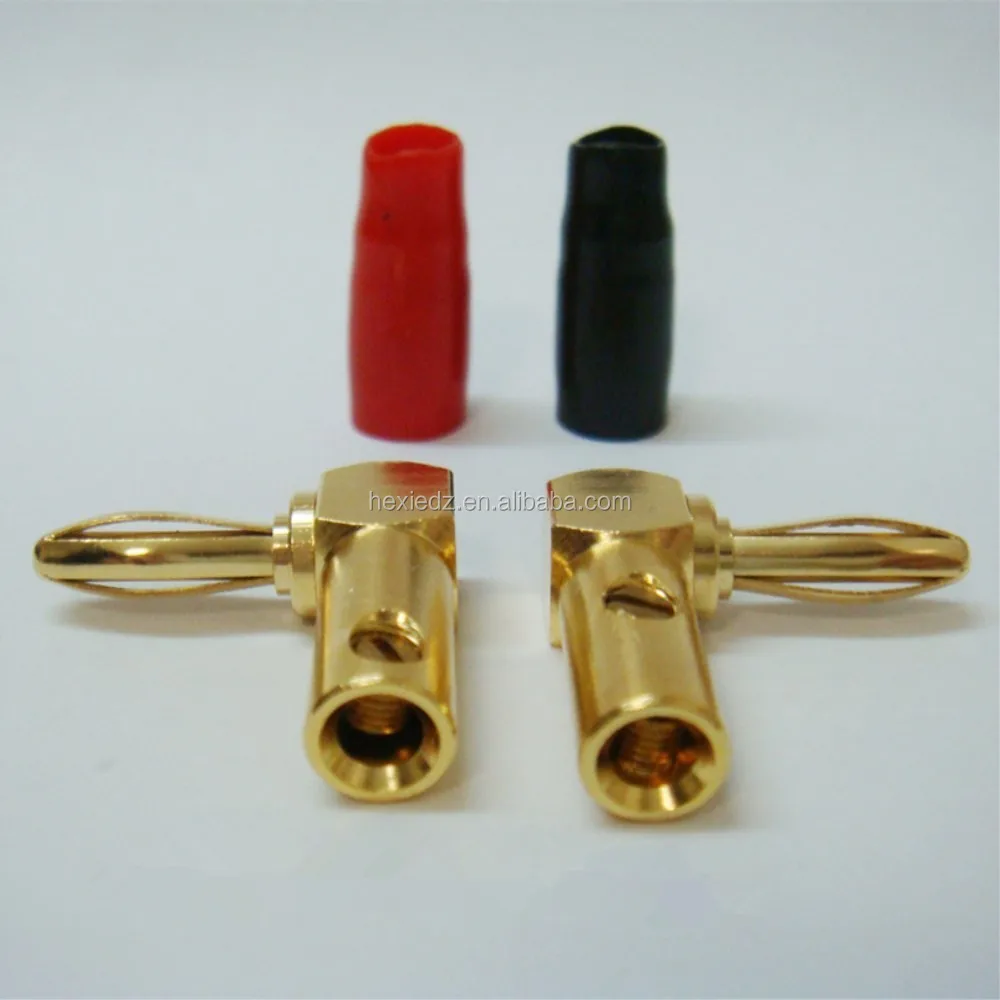 Right Angle 90 Degree 4mm Banana Plug 24k Gold Plated Speak Cable