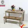 Original Natural Country Style Dining Wooden Bench Table Set
