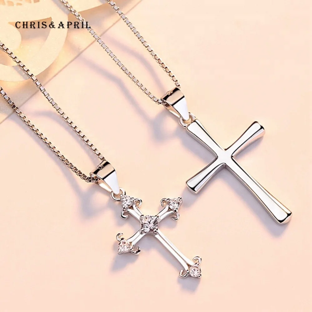 Latest design 925 sterling silver cross pendant necklace