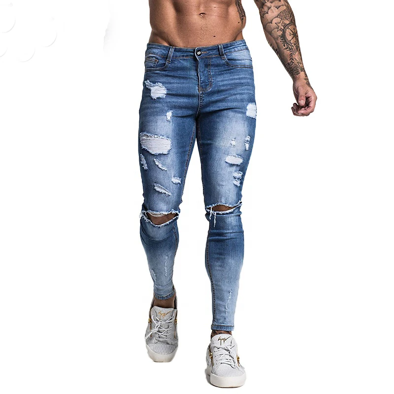 slim tapered ripped jeans