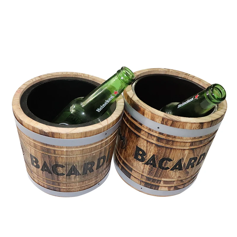 Bacardi Small Wooden Barrel Ice Bucket With Antique Surface Buy Wooden Ice Bucket,Wooden