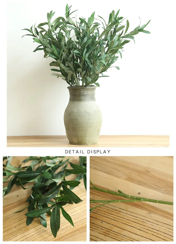 Artificial Olive Stem Leaf Branches Plants Green Olive Leaves