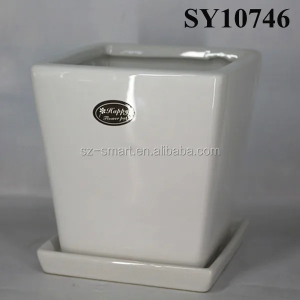 Wholesale Square White Ceramic Flower Pot With Saucer Buy Ceramic Flower Pot,White Ceramic