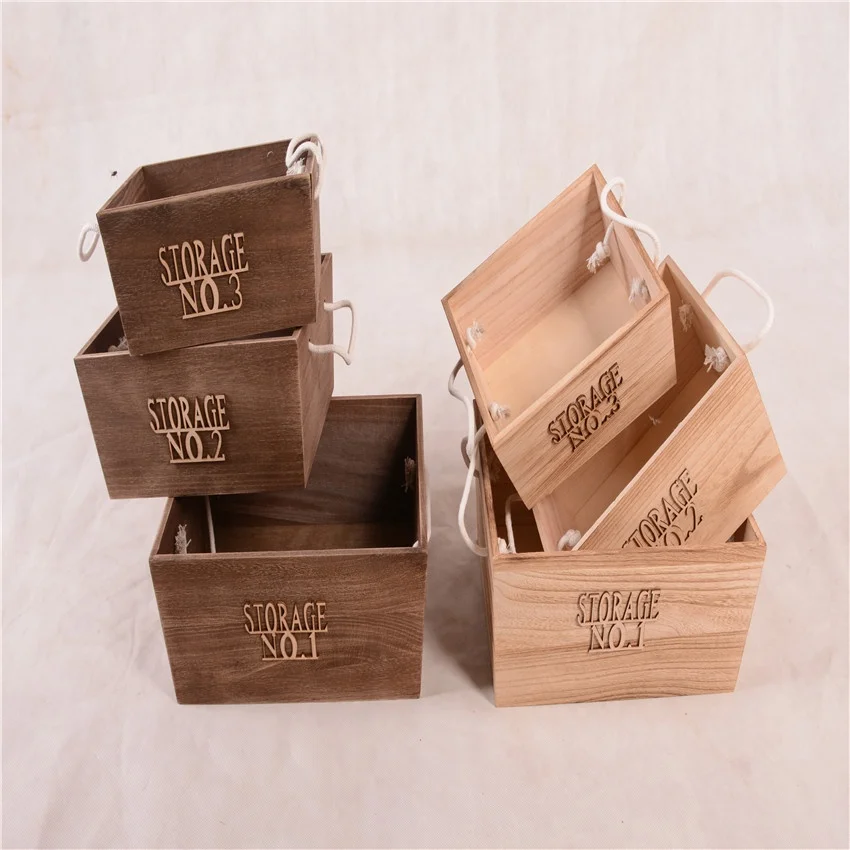 Wholesaler 3 Sets Wooden Basket Storage With Rope Handles Buy Wooden Basket Storage,Home