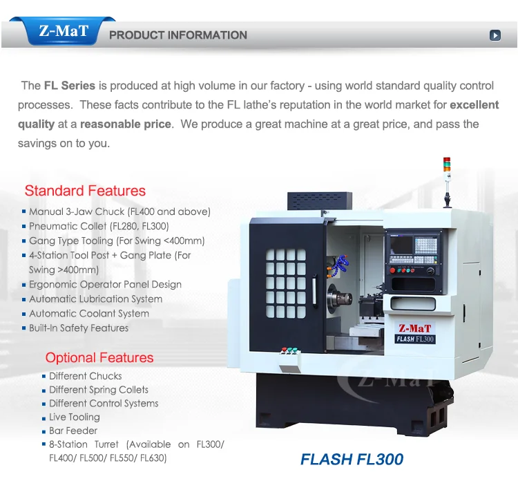 Z Mat Fl300 Small Cnc Lathe With Bar Feeder Buy Small Cnc Lathe