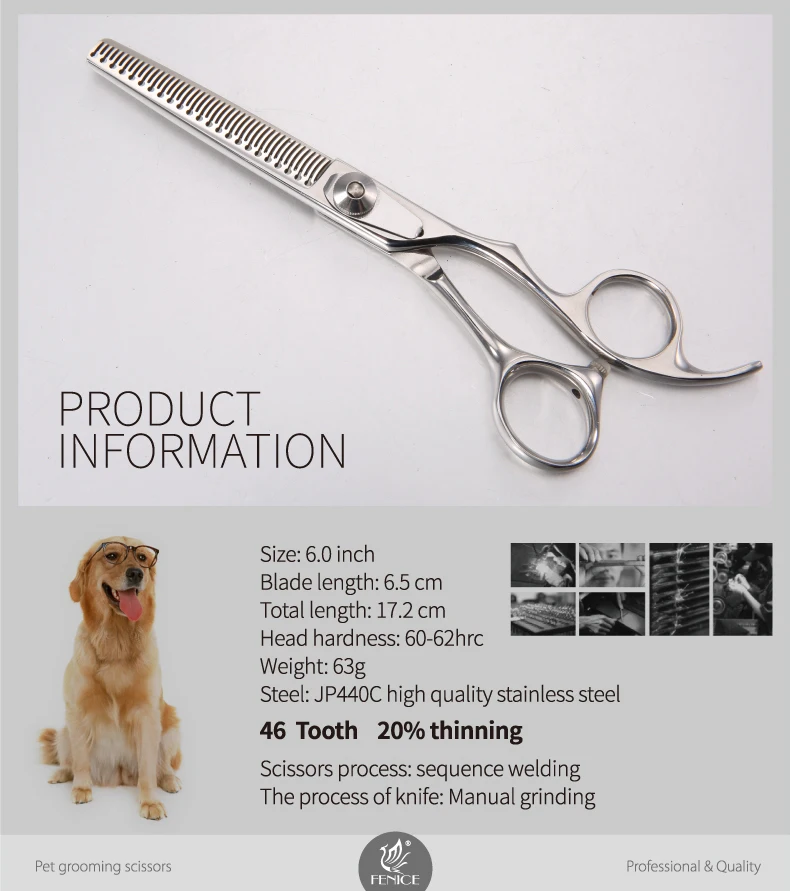 Japanese 440c Dog Grooming Scissors Of Shape Cutting Thinning Scissors