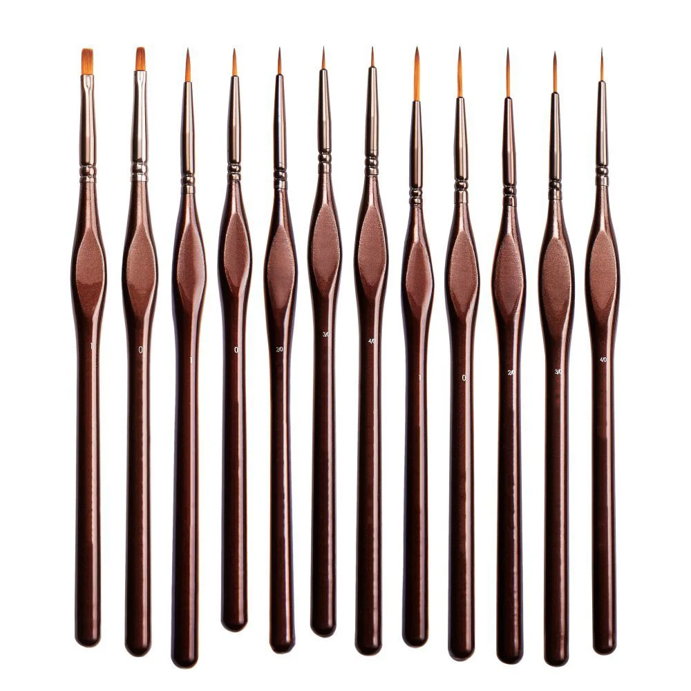 New Products Fine Detail Brush Set 12 Pcs Acrylic Oil Watercolor