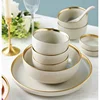 Wholesale high quality fancy porcelain gold rim dinnerware set for wedding