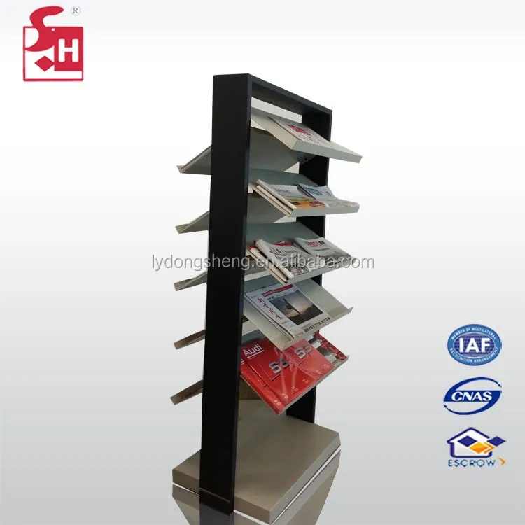 Library Magazine Rack Book Store Shelving Retail Magazine Display 