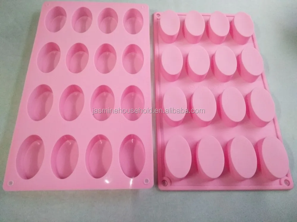 Bpa Free Handmade 16 Cavities Mini Oval Soap Making Mold Silicone Soap