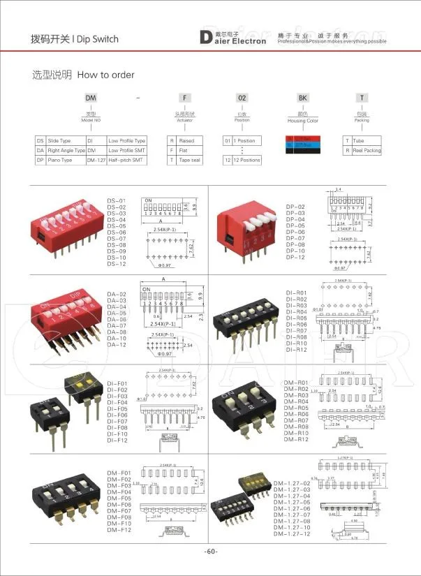 2 54mm 1 12 Position Smd Rotary Dip Switch Buy Smd Rotary Dip Switch