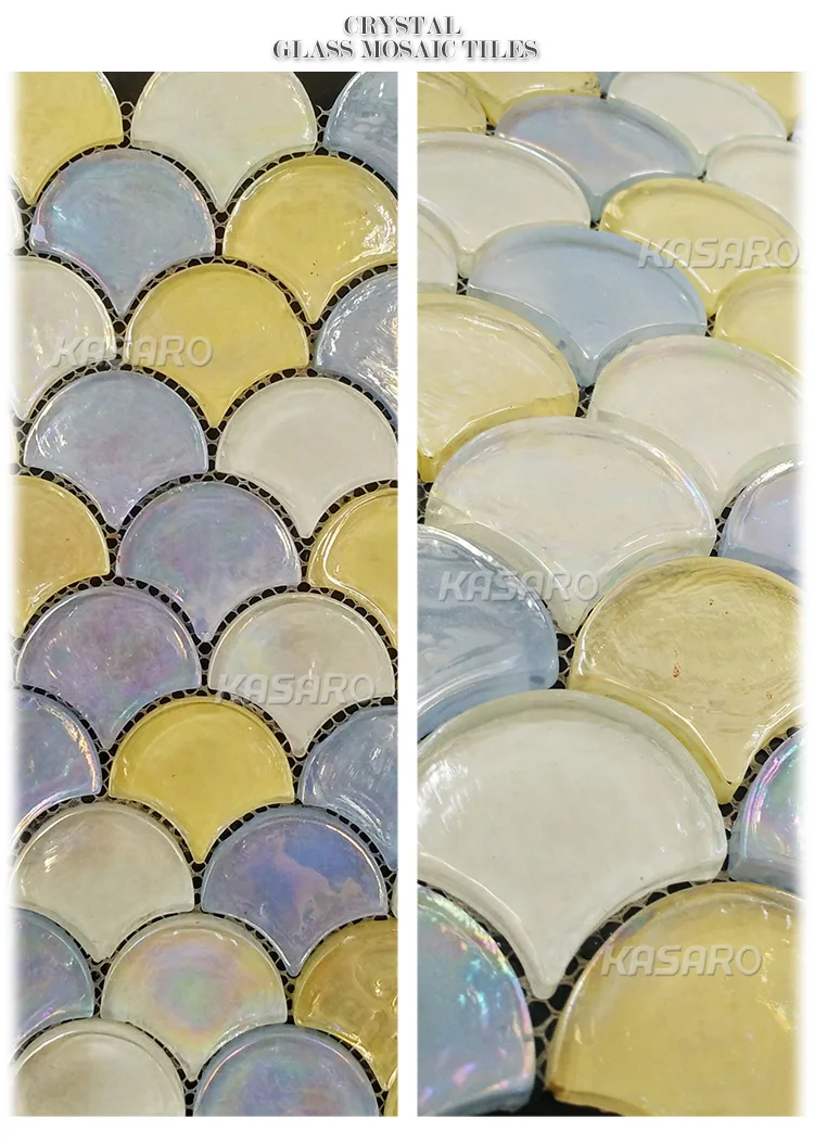 Iridescent Glass Tiles Yellow Fish Scale Mosaic Tile - Buy Fish Scale