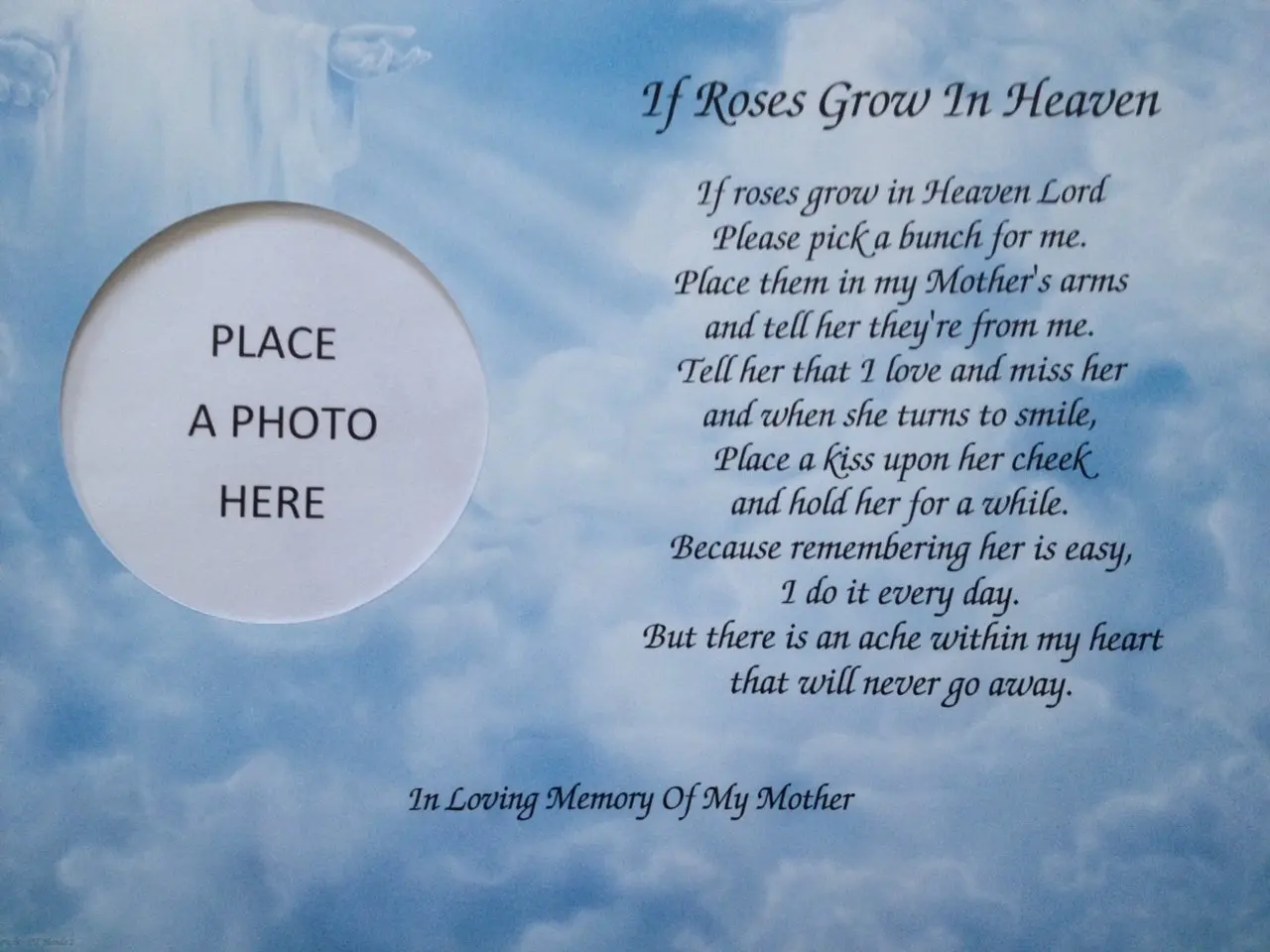 In Memory of Mother "If Roses Grow In Heaven" Memorial Poem For L...