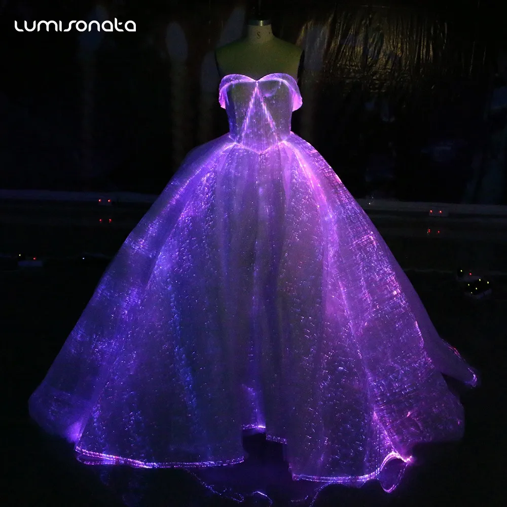 Hotsale Rgb Led Light Up Evening Dress Luminous Fabric Ball Gown ...