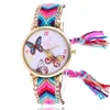 Handmde watches women fashion Round Butterfly Dial colored wool Woven bracelet quartz wristwatches girls leisure clock