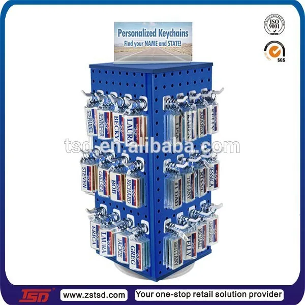 Retail Store Counter Top Rotating Acrylic Keychain Display Case Rack