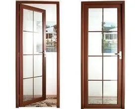 Wood Grain Aluminum Swing Doors , Exterior Glass Swing Door Low E Glazed